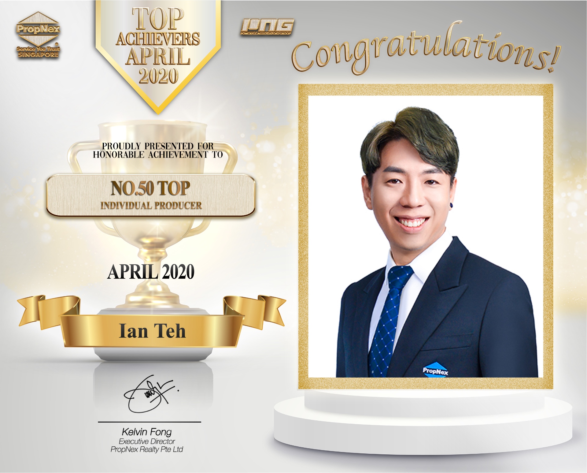 PropNex Top 50th Individual Producer · April 2020