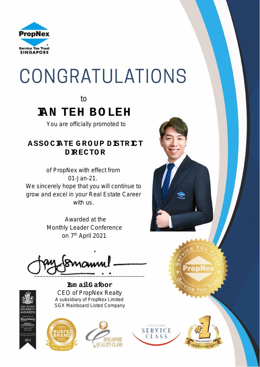 Promoted to Associate Group District Director · effective 1 January 2021