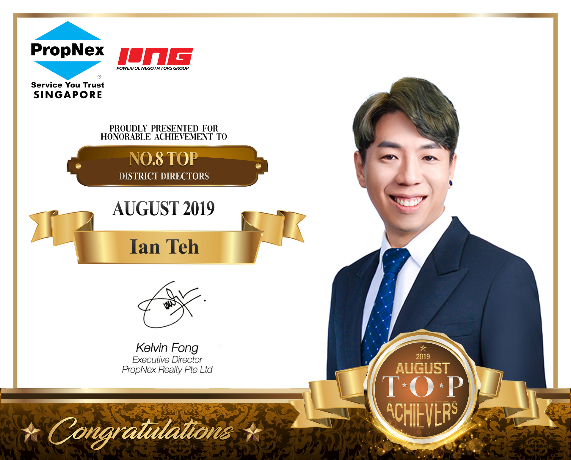 PropNex Top 8th District Director · August 2019