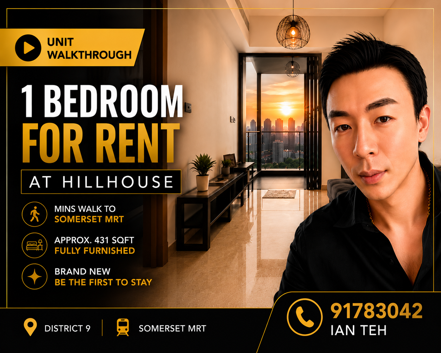 Hill House 1 bedroom for rent at 11 Institution Hill, District 9 — walkthrough with Ian Teh