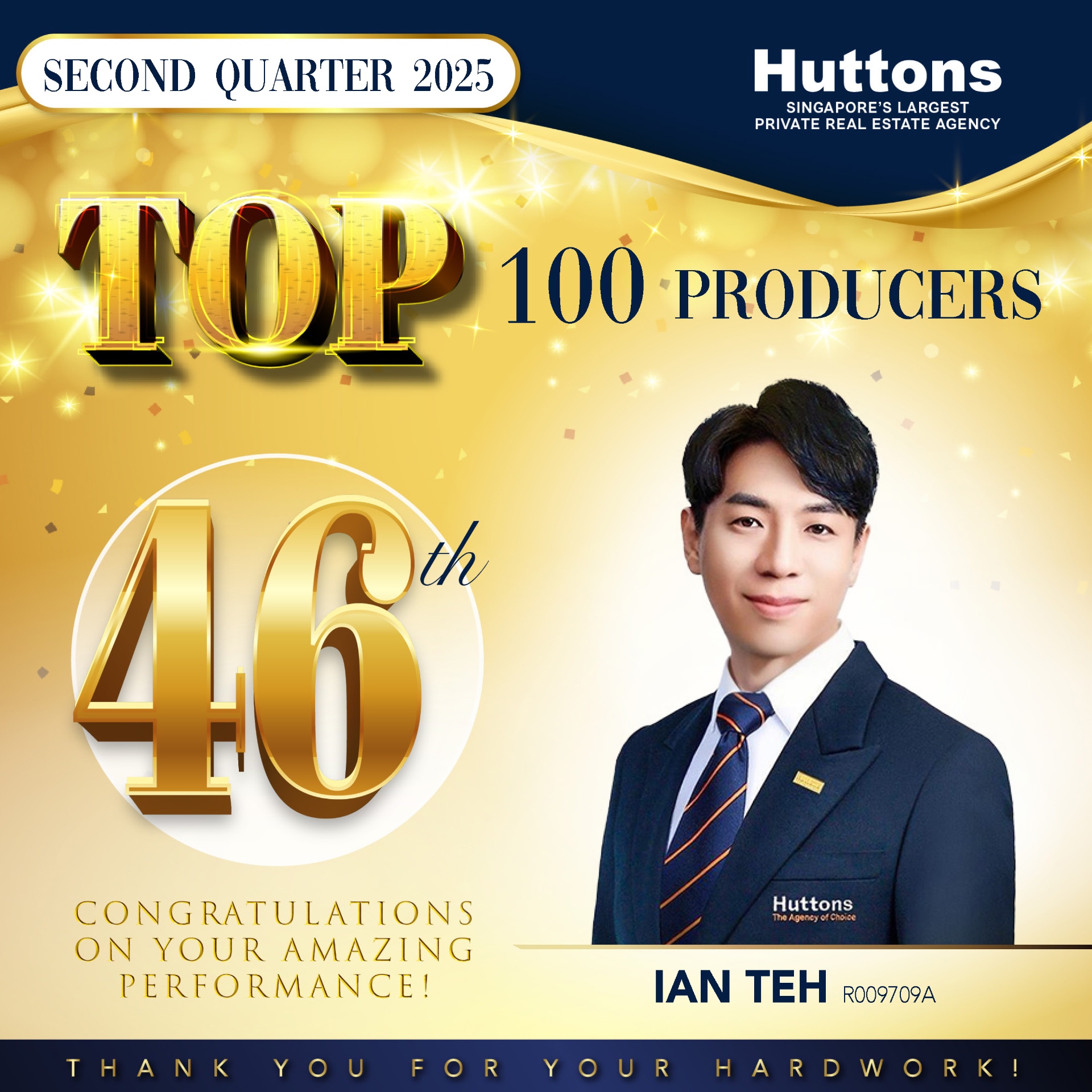Huttons Top 46th Producer · 2Q 2025
