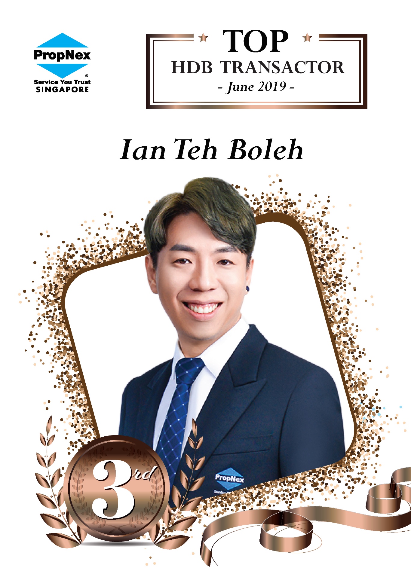 PropNex Top HDB Transactor (3rd) · June 2019